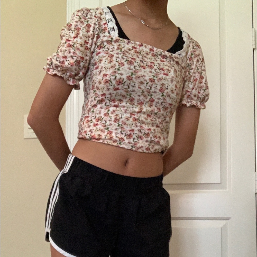 Floral Square Neck Top